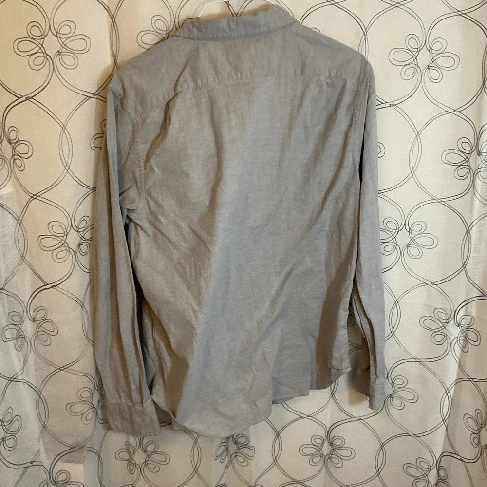 Men's Nautica Gray Button Up Long Sleeve‎ Classic Fit Size Large